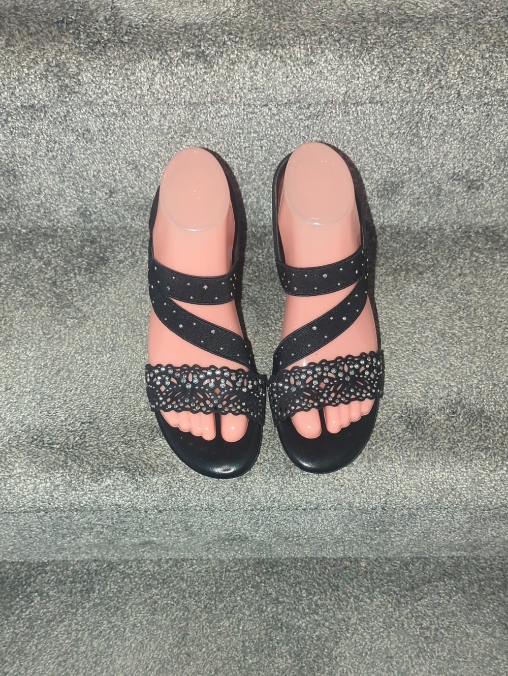 Women’s Black Embellished Crisscross Strap Sandals